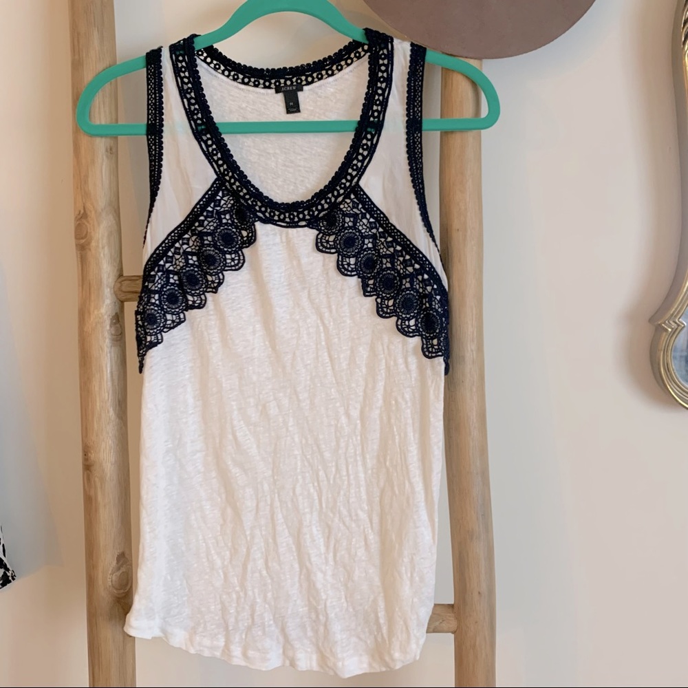 JCrew Lace, Silk & Linen Tank Top